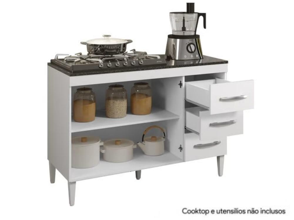 Balcão Virtus para cooktop 4 bocas - Branco - Imagem 4