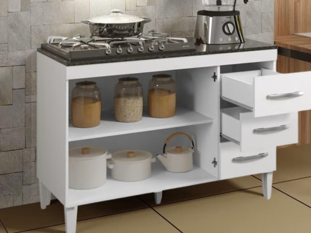 Balcão Virtus para cooktop 4 bocas - Branco - Imagem 2