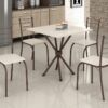 Conjunto Mesa Tubular Rio Marrom com 4 cadeiras Tampo Ardósia Off White – 0.75x0.75