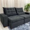 Sofá Retrátil Reclinável Small 2.30m – Preto Veludão