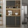 Armário Kit de Cozinha Ametista 5 portas – Cinamomo/Grafite