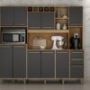 Armário Kit de Cozinha Petra 11 portas –  Cinamomo/Grafite