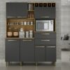 Armário Kit de Cozinha Monte Rey 7 portas – Cinamomo/Grafite