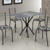 Conjunto Mesa Tubular Rio Preto Fosco com 4 cadeiras Tampo Granito Topázio – 1.00x0.60