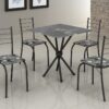 Conjunto Mesa Tubular Rio Preto Fosco com 4 cadeiras Tampo Granito Topázio – 0.70x0.70