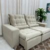 Sofá Retrátil Reclinável Small 2.30m - Bege Veludão