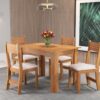 Mesa de Jantar Palace 1.10x0.75 Com 4 Cadeiras Brisa Veludo  – Mel/Blonde Pastel