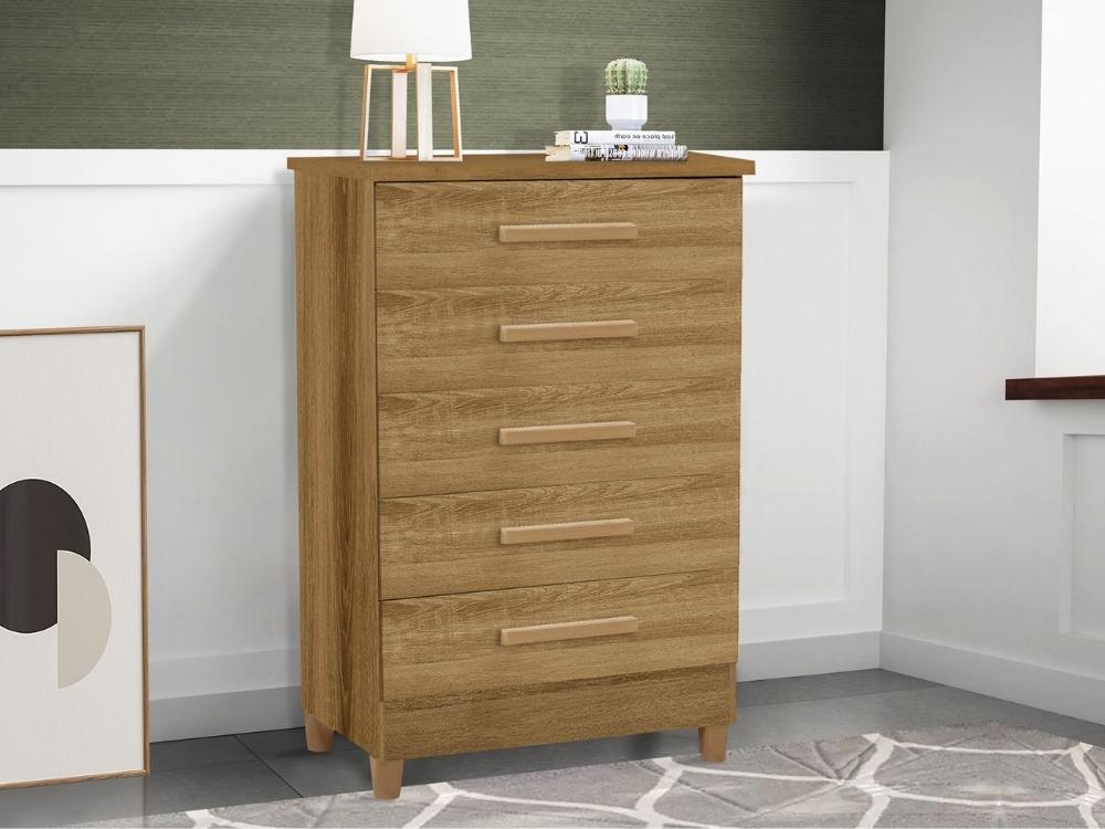 Cômoda Paola 5 gavetas – Mel