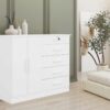 Cômoda Sapateira New Athos 5 gavetas 2 portas Larg. 1.36m – Branco