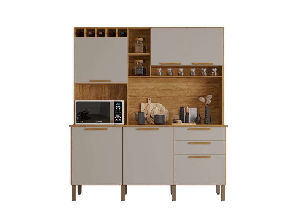 Armário Kit de Cozinha New Topázio 1,65m – Cinamomo/Off White