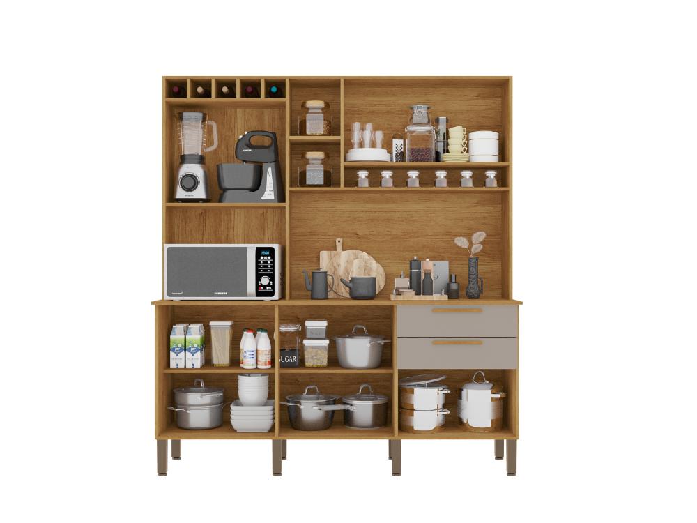 Armário Kit de Cozinha New Topázio 1,65m – Cinamomo/Off White - Imagem 2