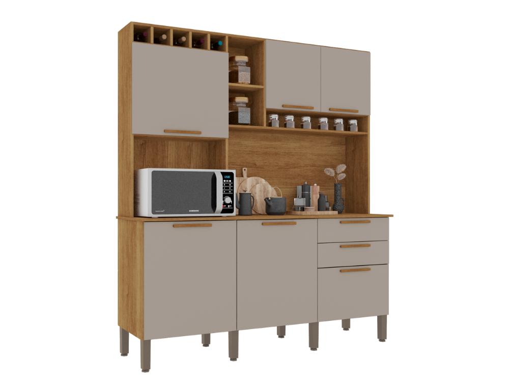 Armário Kit de Cozinha New Topázio 1,65m – Cinamomo/Off White - Imagem 4