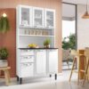 Armário Kit de Cozinha c/ Vidro 1,05m Pratika – Branco