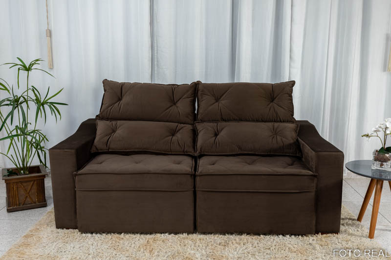 Sofá Retrátil e Reclinável 3 Lugares Moscou 2.00m Veludo Marrom A17 - Imagem 4