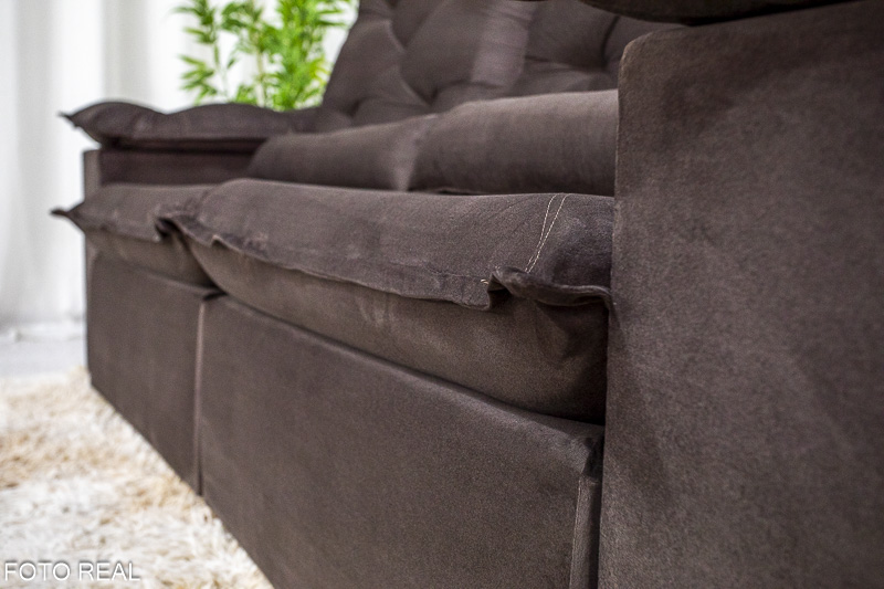 Sofá Retrátil Reclinável 2.00m Roma Veludo Marrom 19 - D28 Soft - Imagem 6