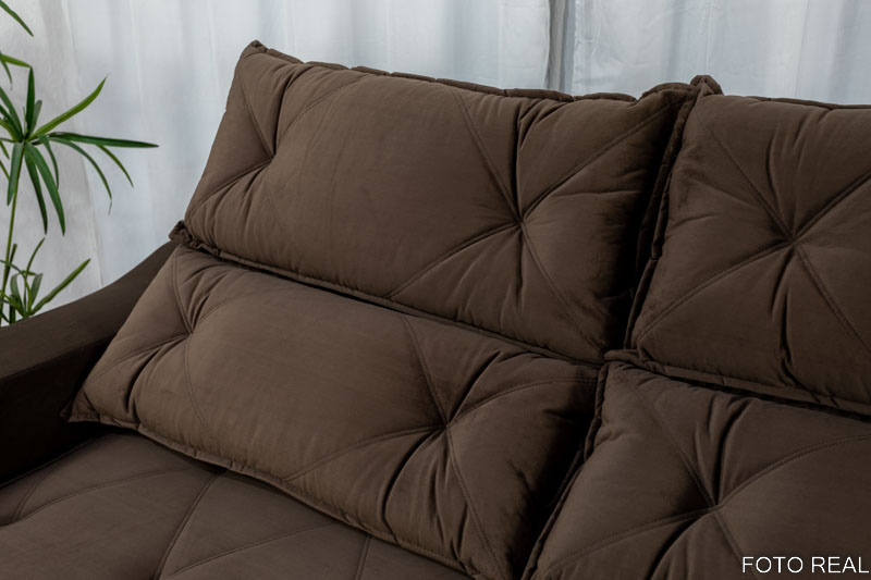 Sofá Retrátil e Reclinável 3 Lugares Moscou 2.00m Veludo Marrom A17 - Imagem 7