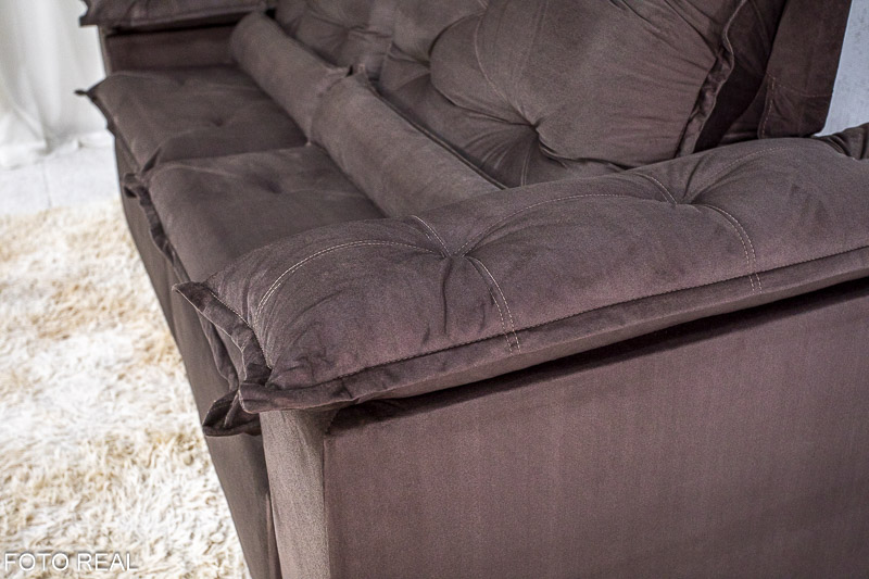 Sofá Retrátil Reclinável 2.00m Roma Veludo Marrom 19 - D28 Soft - Imagem 7