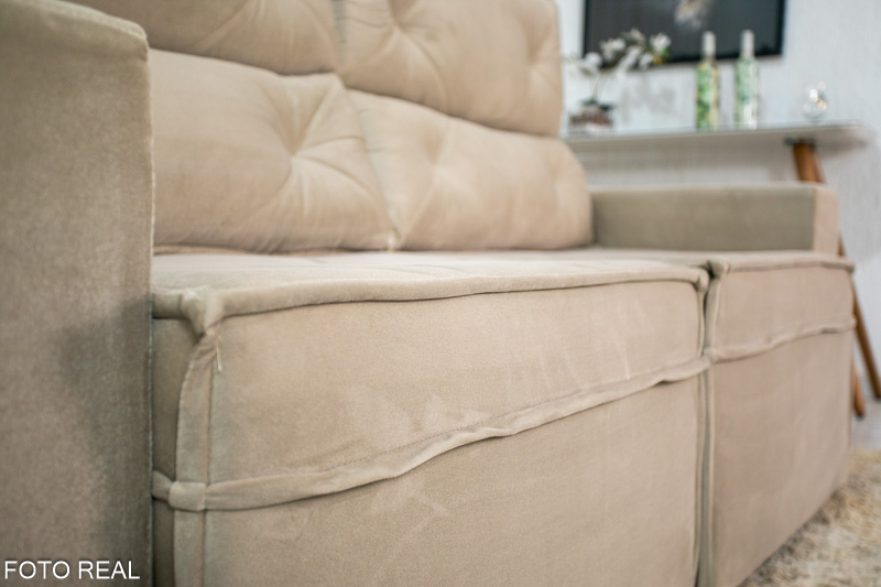 Sofá Retrátil e Reclinável 3 Lugares Moscou 2.00m Veludo Bege A32 - Imagem 7