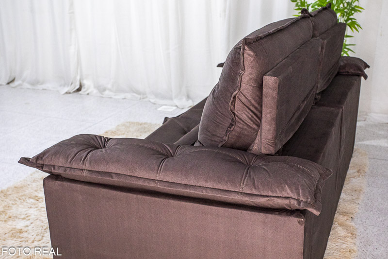 Sofá Retrátil Reclinável 2.00m Roma Veludo Marrom 19 - D28 Soft - Imagem 8