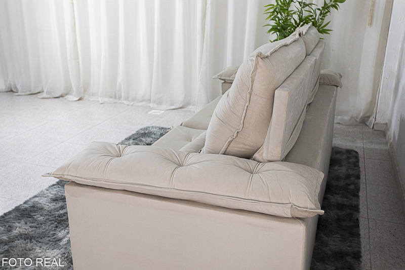 Sofá Retrátil Reclinável 2.00m Roma Veludo Bege 01 - D28 Soft - Imagem 7