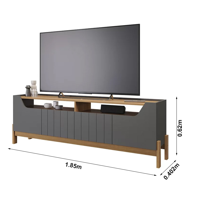 Rack Bancada Moema Para TV até 70 Polegadas 100% MDF Grafite/Nature Permóbili - Imagem 3