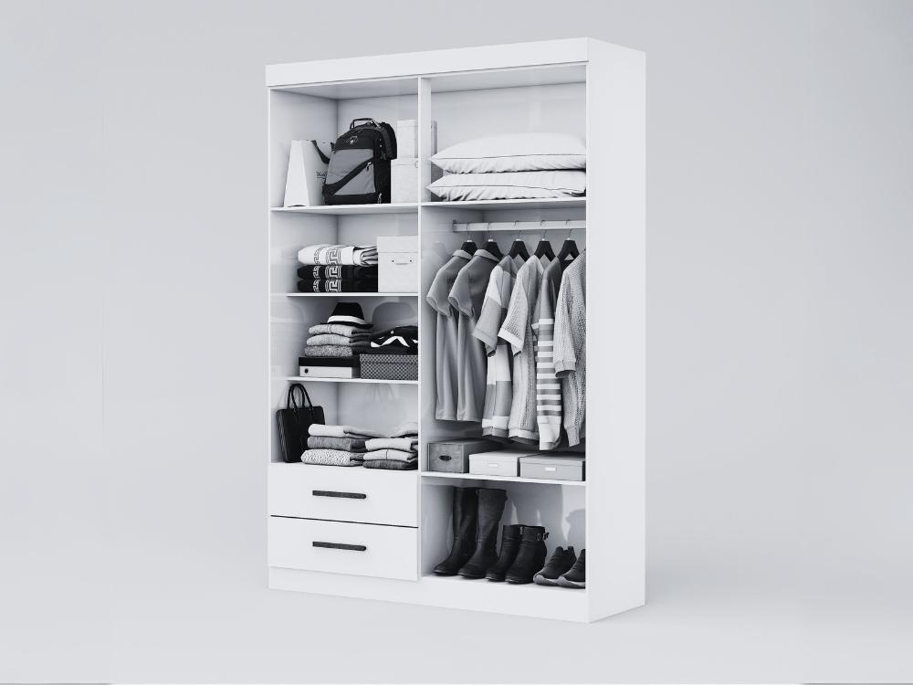 Guarda-Roupa Hércules c/ espelho 4 portas e 2 gavetas – Cinamomo/Off White - Imagem 2