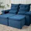 Sofá Retrátil e Reclinável Nicole 1.80m Azul A16