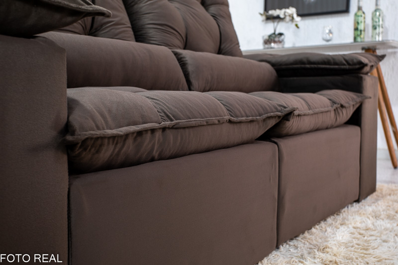 Sofá Retrátil Reclinável 3 Lug. Grécia 2.00m Veludo Marrom - Imagem 7
