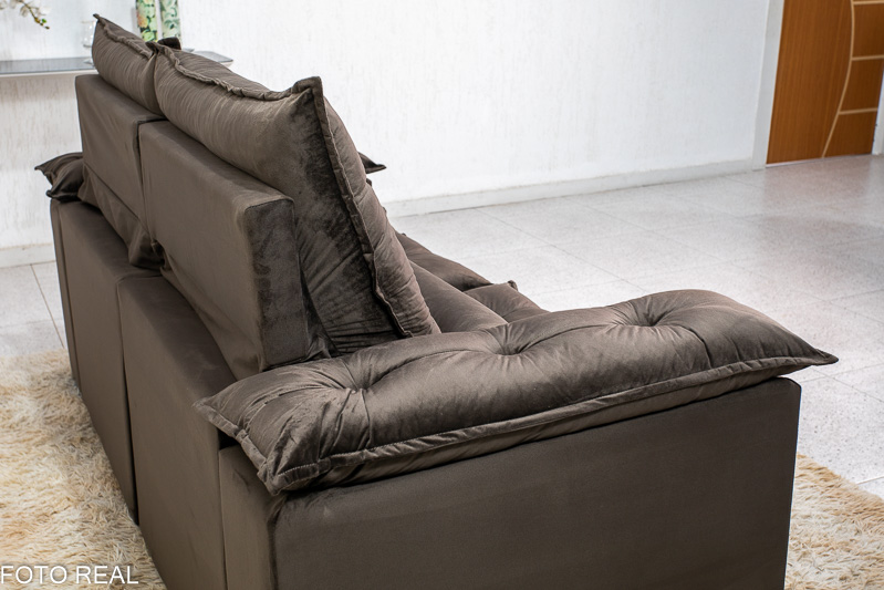 Sofá Retrátil Reclinável 3 Lug. Grécia 2.00m Veludo Marrom - Imagem 8