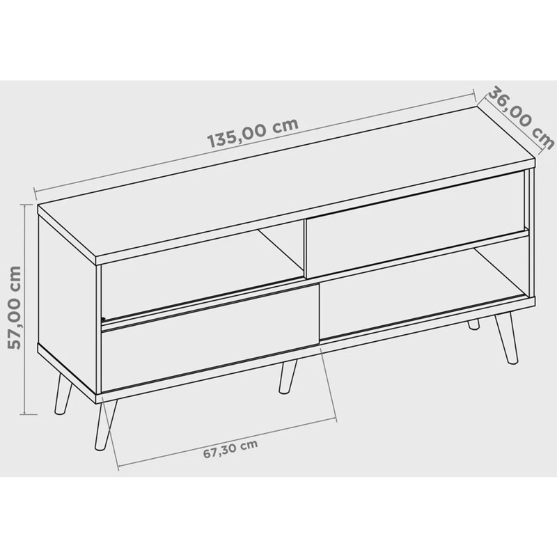 Rack Bancada NT 1180 Larg.1.35m para TV até 50 Polegadas Freijó/Preto Notável - Imagem 4