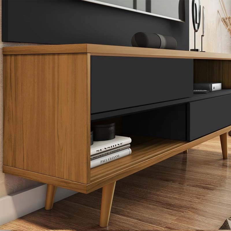 Rack Bancada NT 1180 Larg.1.35m para TV até 50 Polegadas Freijó/Preto Notável - Imagem 5