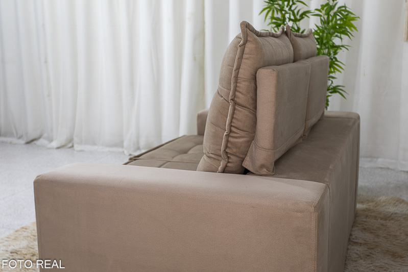 Sofá Retrátil Reclinável 1.60m Rafaela Veludinho Bege B09 - Imagem 8