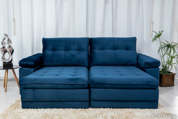 Alternative view of Sofá Retrátil Reclinável Ibiza 2.60m Azul K022 - D33 Hiper soft e Molas Ensacadas