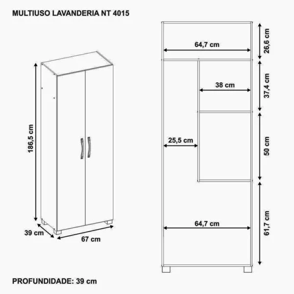Alternative view of Armário Multiuso Lavanderia NT 4015 Branco Notavel