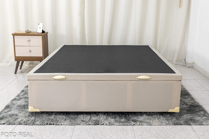 Base Box Baú Casal 138x188x42 Veludo Bege Portobel - Imagem 3