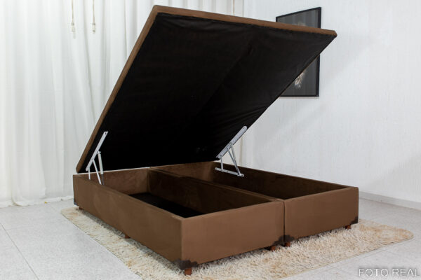 Base Box Baú Queen Prime 158x198x43 Sued Chocolate SE