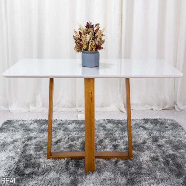 Base Mesa jantar 6 lug. cor Mel + Tampo Vidro Off 160x80 - Pedro