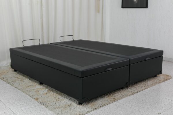 Alternative view of Base Box Baú Queen Bipartido Eli 158x198x42 Korino Preto Blindado - Nature