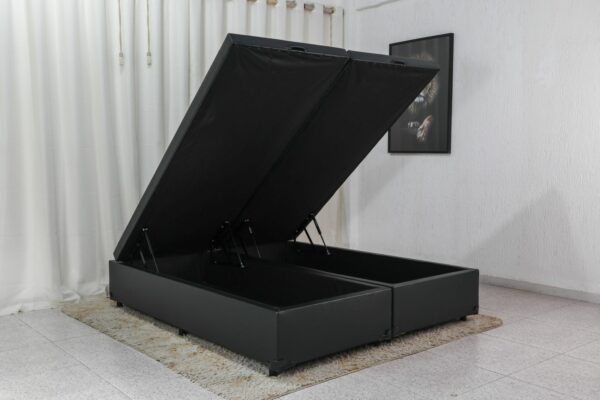Base Box Baú Queen Bipartido Eli 158x198x42 Korino Preto Blindado - Nature