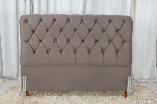 Alternative view of Cabeceira Queen Lavínia Sued Cinza Larg. 1.60m