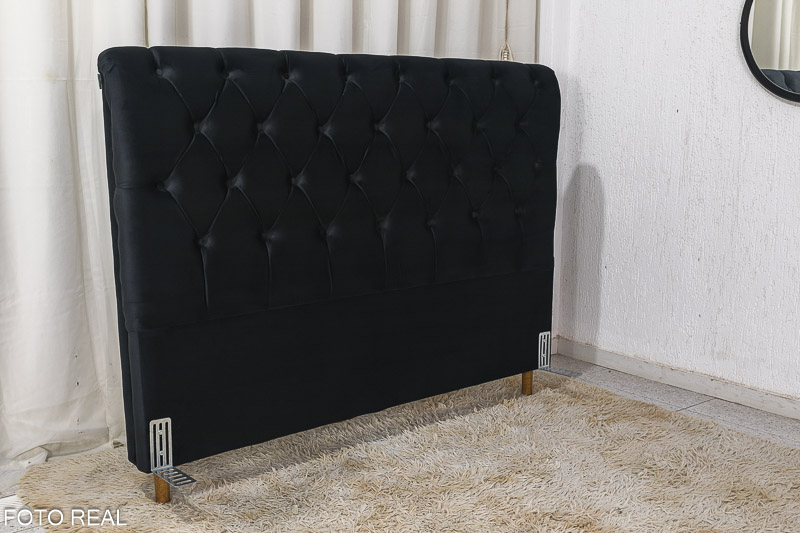 Cabeceira Queen Lavínia Sued Preto Largura 1.60m