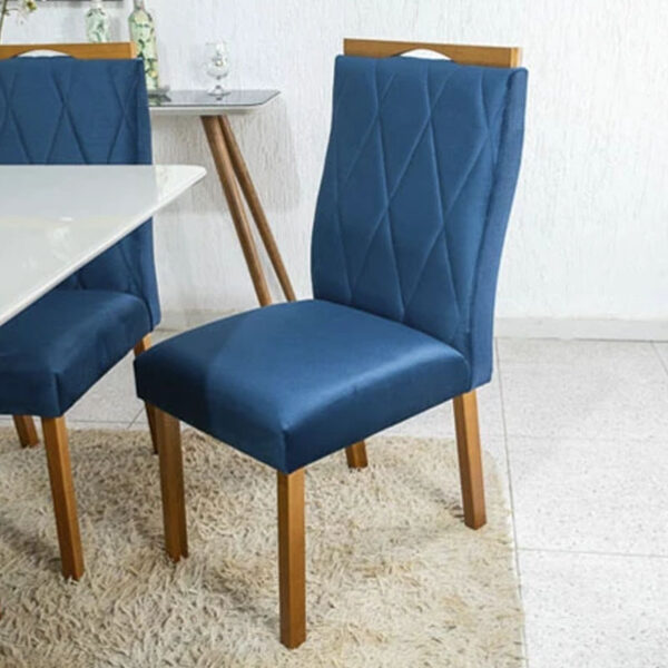 Cadeira Lisboa Veludo Azul 503 Madeira Maciça Art Assento