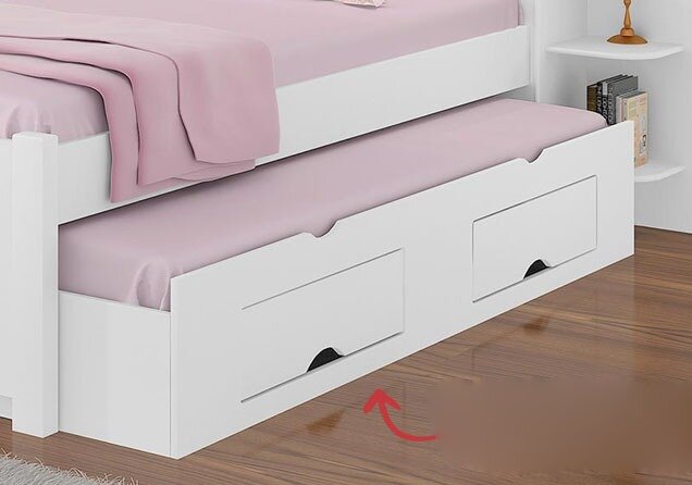Cama Auxiliar de Solteiro com 2 Gavetas Branca D doro