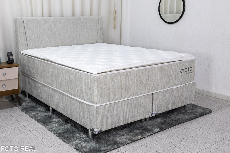 Conjunto Base Box Queen Kyoto + Colchão Queen Kyoto + Cabeceira Kyoto Portobel