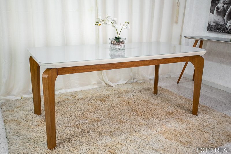 Mesa Jantar Londrina Imbuia Tampo Cop Vidro Off 180×90 6 Cadeiras Luxo Veludo Grafite Rufato - Imagem 7