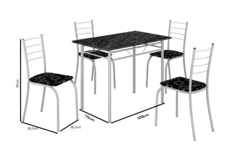 Mesa Rio + Base 100×60 4 Cadeiras Branco - Imagem 2