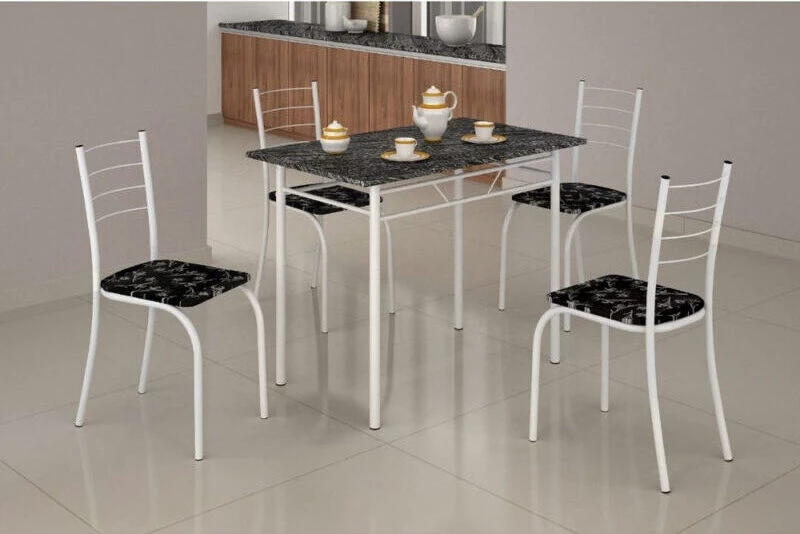Mesa Rio + Base 100×60 4 Cadeiras Branco