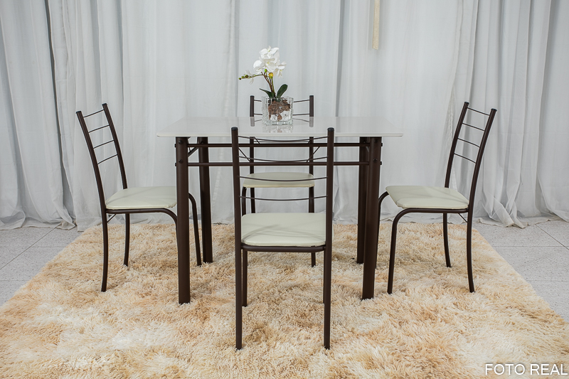 Mesa Rio100x60 4 Cadeiras Tampo Pedra cor Off Teixeira - Imagem 2