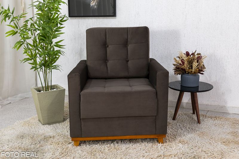 Poltrona Áustria Veludo Marrom A17