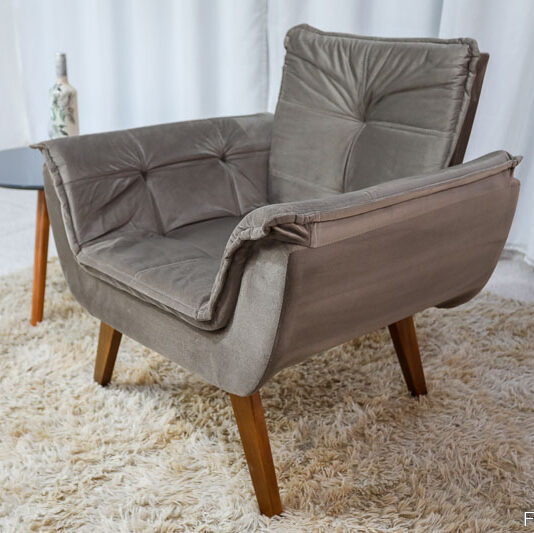 Alternative view of Poltrona Pérola Veludo Capuccino